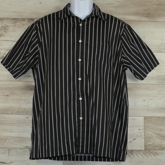 Perry Ellis* Men's Short Sleeve Button Down Straight Split Side Hem‎ Shirt~ XL - Picture 1 of 10